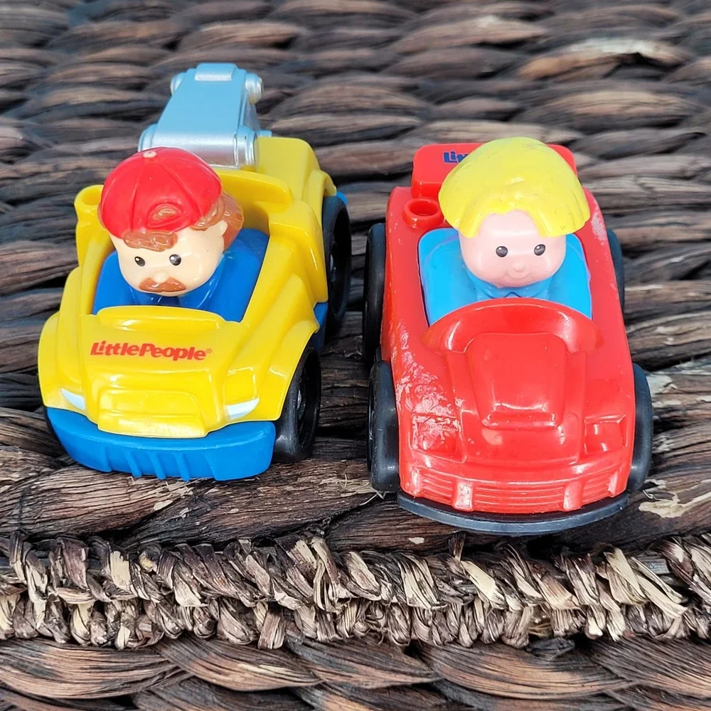 Vtg Fisher Price Little People Wheelies Toddler OS Toy Cars Lot of 4 Vehicles